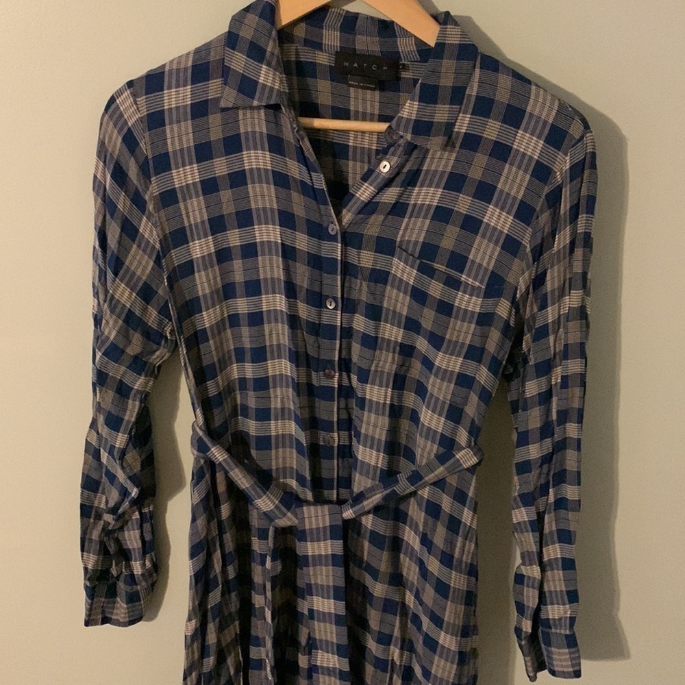 Hatch Alyssa blue plaid dress 0 xs - Picture 5 of 9